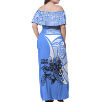 North Caribbean Coast Nicaragua Off Shoulder Maxi Dress with Tribal Turtle Design and Floral Coast Pride - Wonder Print Shop