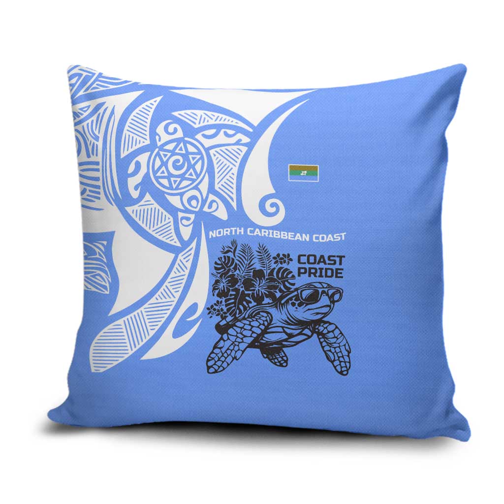 North Caribbean Coast Nicaragua Pillow Cover with Tribal Turtle Design and Floral Coast Pride - Wonder Print Shop