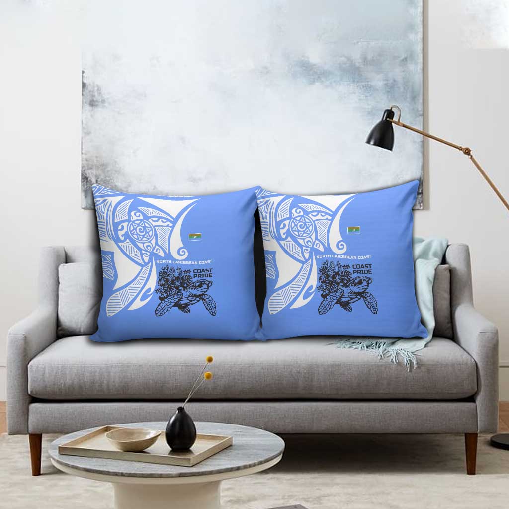 North Caribbean Coast Nicaragua Pillow Cover with Tribal Turtle Design and Floral Coast Pride - Wonder Print Shop