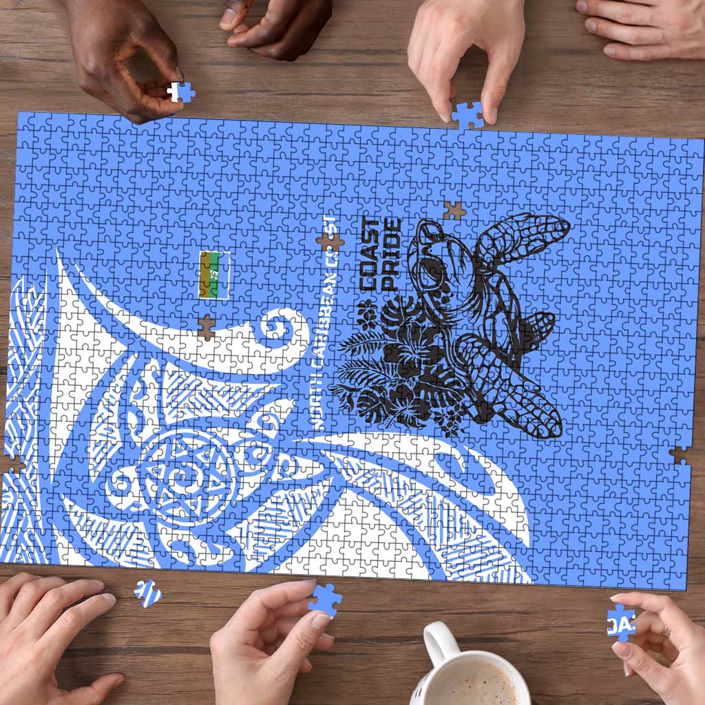 North Caribbean Coast Nicaragua Puzzle with Tribal Turtle Design and Floral Coast Pride - Wonder Print Shop