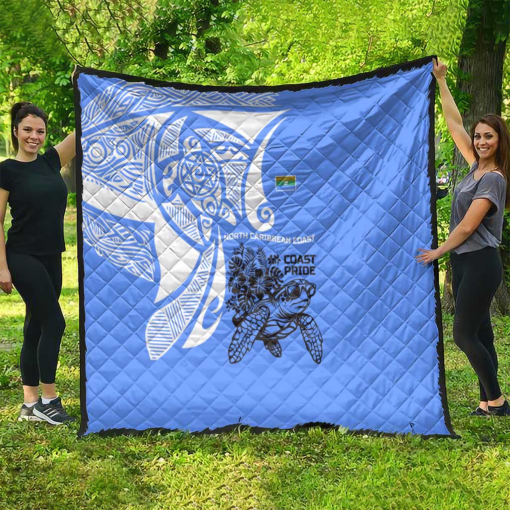 North Caribbean Coast Nicaragua Quilt with Tribal Turtle Design and Floral Coast Pride - Wonder Print Shop