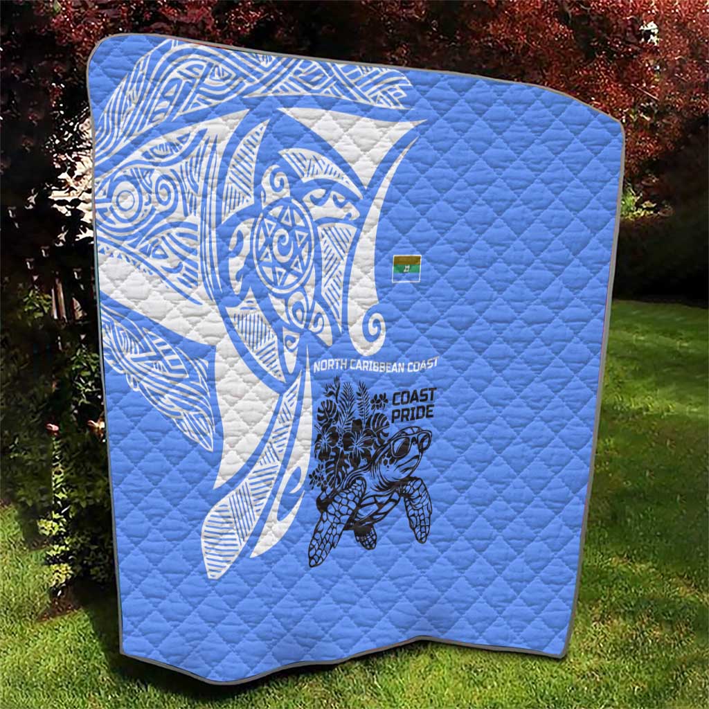 North Caribbean Coast Nicaragua Quilt with Tribal Turtle Design and Floral Coast Pride - Wonder Print Shop
