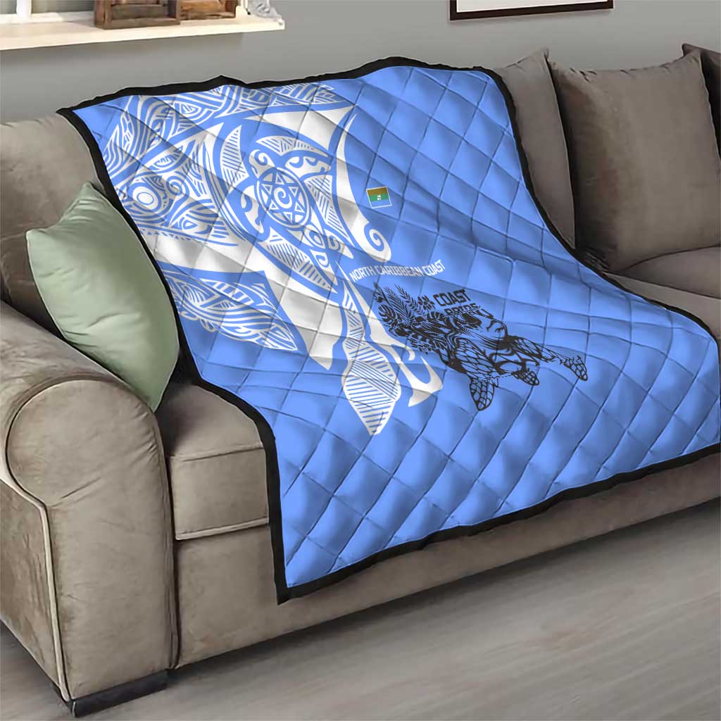 North Caribbean Coast Nicaragua Quilt with Tribal Turtle Design and Floral Coast Pride - Wonder Print Shop