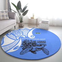 North Caribbean Coast Nicaragua Round Carpet with Tribal Turtle Design and Floral Coast Pride - Wonder Print Shop