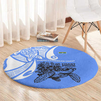 North Caribbean Coast Nicaragua Round Carpet with Tribal Turtle Design and Floral Coast Pride - Wonder Print Shop