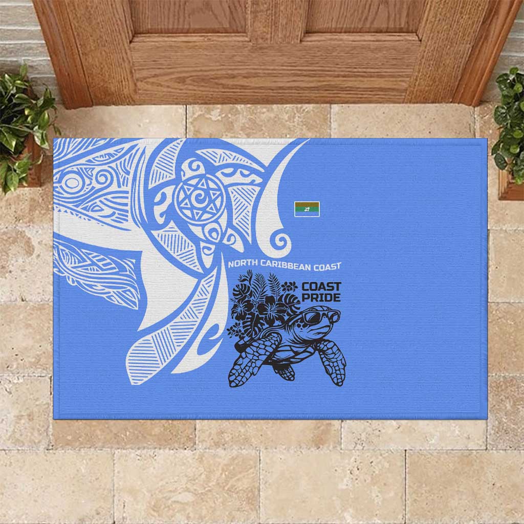North Caribbean Coast Nicaragua Rubber Doormat with Tribal Turtle Design and Floral Coast Pride - Wonder Print Shop