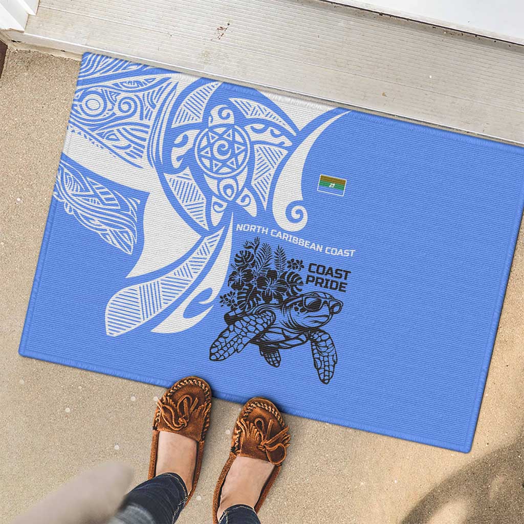 North Caribbean Coast Nicaragua Rubber Doormat with Tribal Turtle Design and Floral Coast Pride - Wonder Print Shop