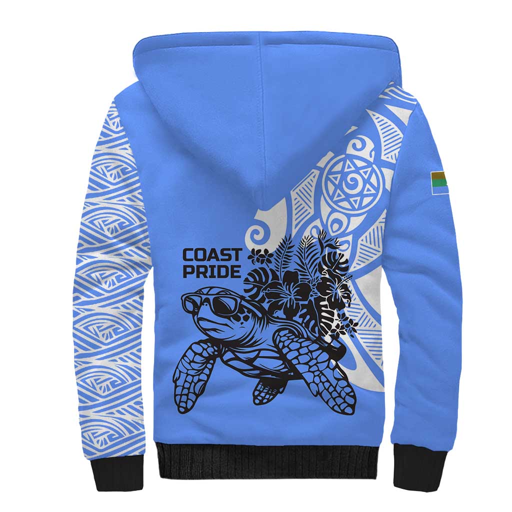 North Caribbean Coast Nicaragua Sherpa Hoodie with Tribal Turtle Design and Floral Coast Pride - Wonder Print Shop