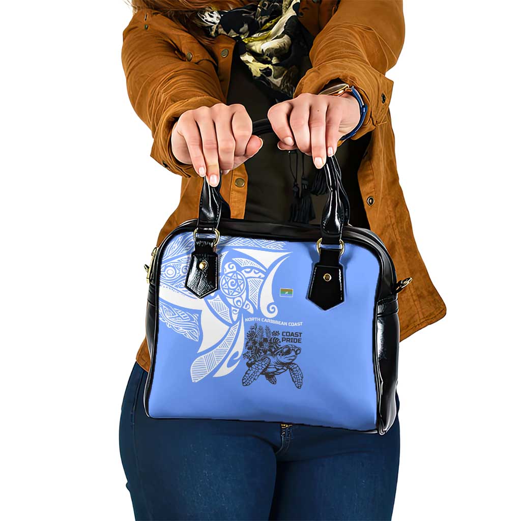North Caribbean Coast Nicaragua Shoulder Handbag with Tribal Turtle Design and Floral Coast Pride - Wonder Print Shop
