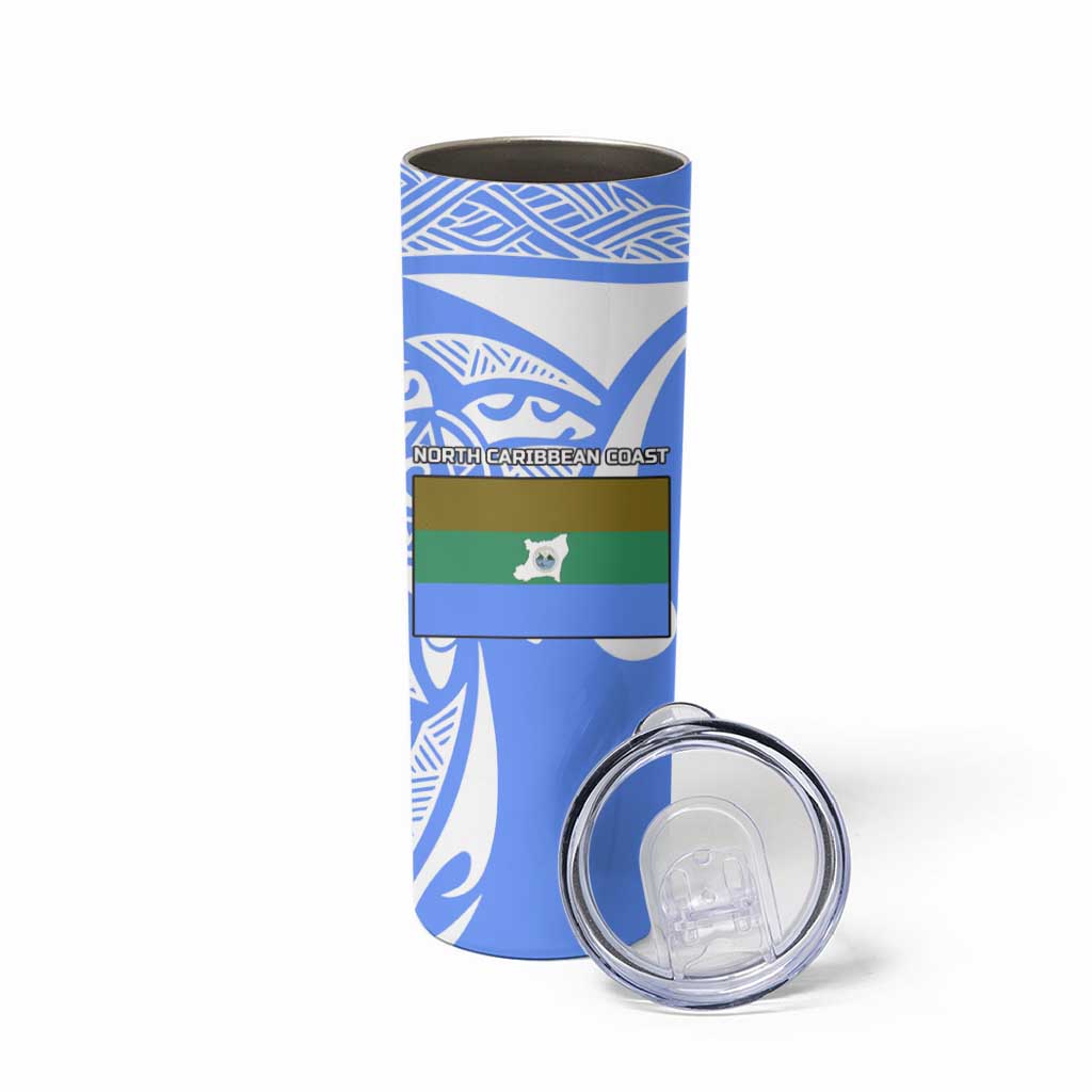 North Caribbean Coast Nicaragua Skinny Tumbler with Tribal Turtle Design and Floral Coast Pride - Wonder Print Shop