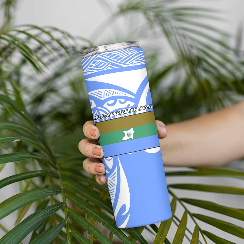 North Caribbean Coast Nicaragua Skinny Tumbler with Tribal Turtle Design and Floral Coast Pride - Wonder Print Shop