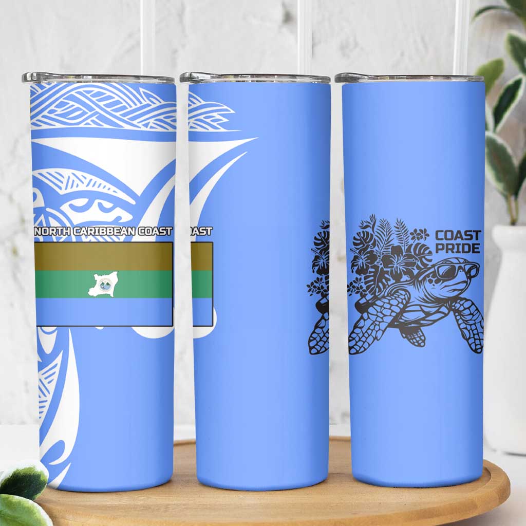 North Caribbean Coast Nicaragua Skinny Tumbler with Tribal Turtle Design and Floral Coast Pride - Wonder Print Shop