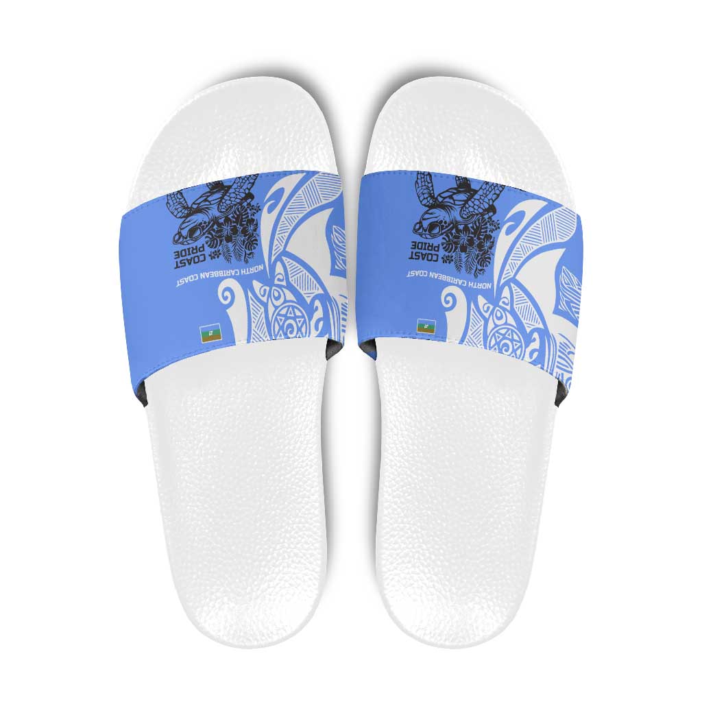 North Caribbean Coast Nicaragua Slide Sandals with Tribal Turtle Design and Floral Coast Pride - Wonder Print Shop
