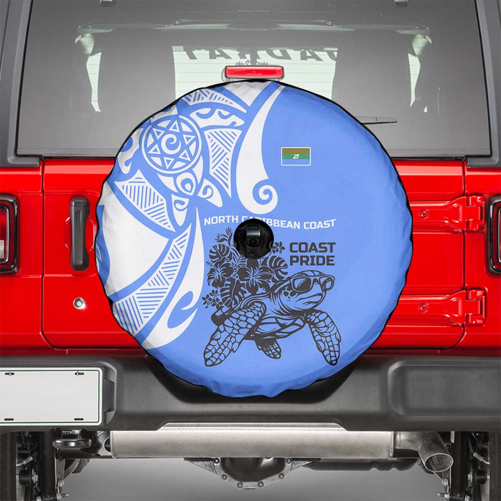 North Caribbean Coast Nicaragua Spare Tire Cover with Tribal Turtle Design and Floral Coast Pride - Wonder Print Shop