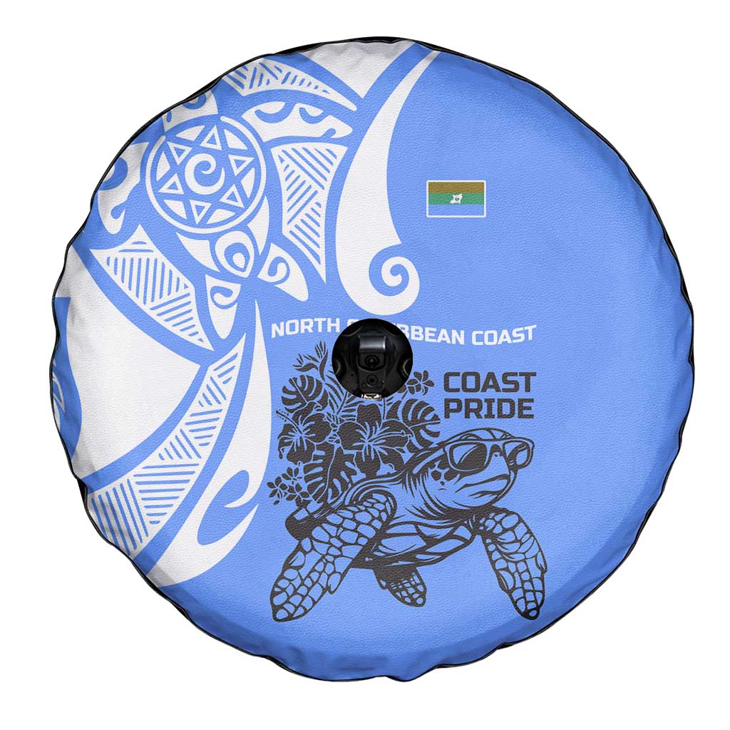 North Caribbean Coast Nicaragua Spare Tire Cover with Tribal Turtle Design and Floral Coast Pride - Wonder Print Shop