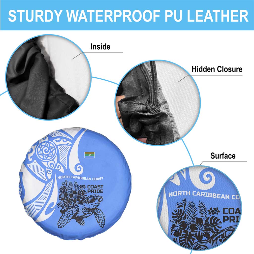 North Caribbean Coast Nicaragua Spare Tire Cover with Tribal Turtle Design and Floral Coast Pride - Wonder Print Shop