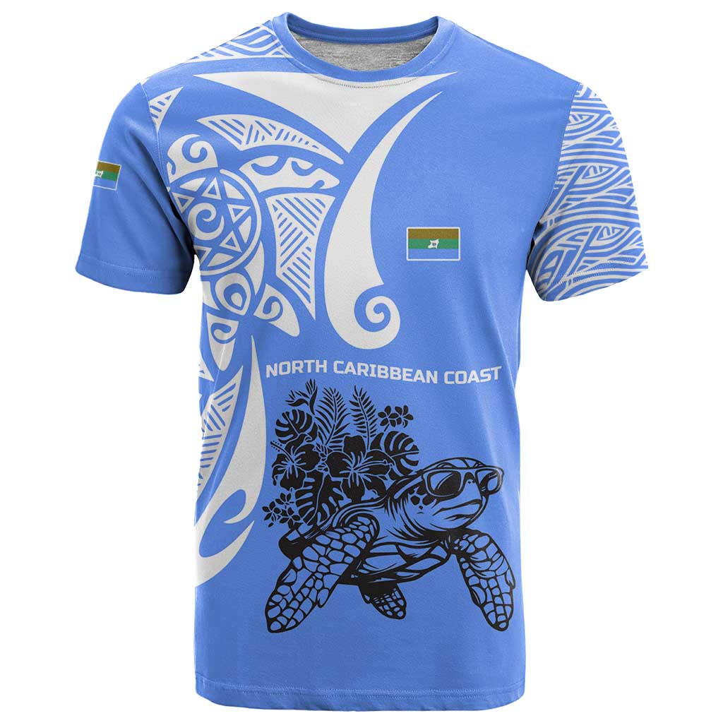 North Caribbean Coast Nicaragua T Shirt with Tribal Turtle Design and Floral Coast Pride - Wonder Print Shop