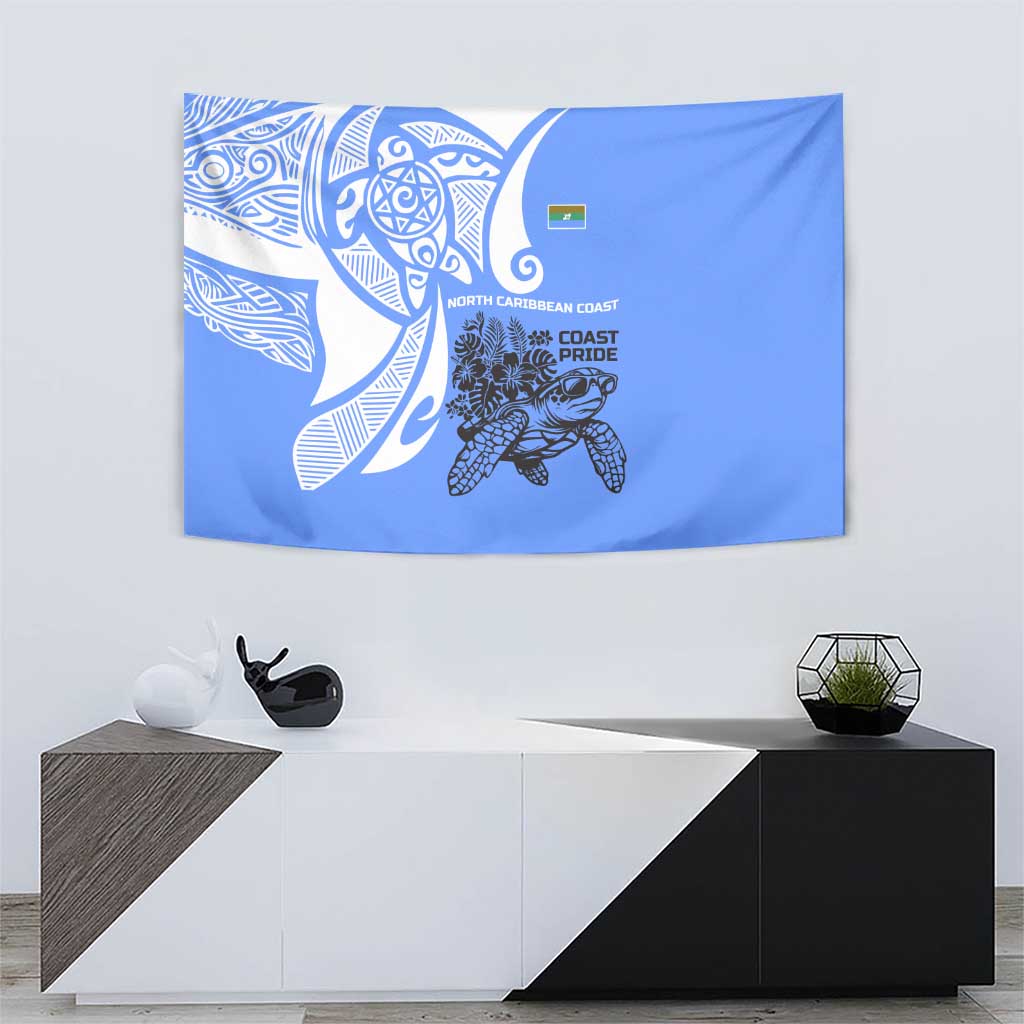 North Caribbean Coast Nicaragua Tapestry with Tribal Turtle Design and Floral Coast Pride - Wonder Print Shop