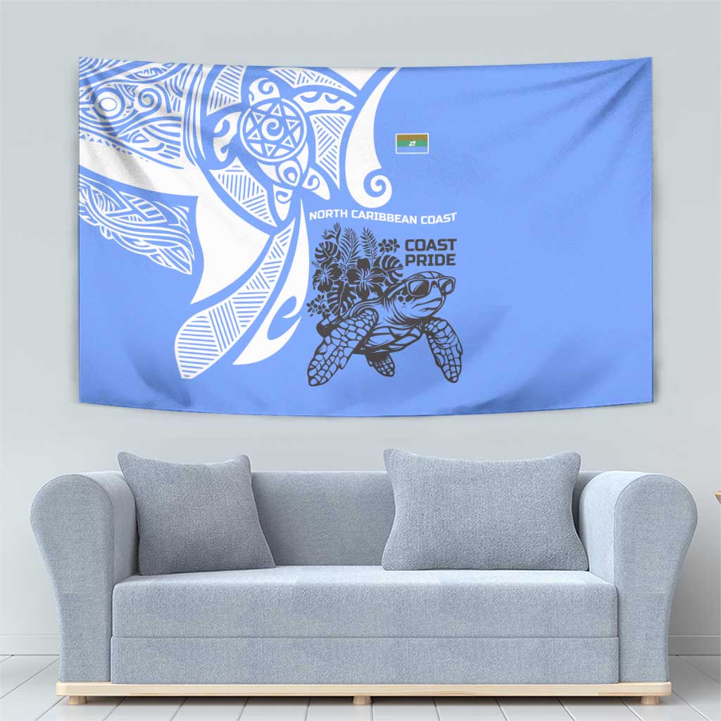 North Caribbean Coast Nicaragua Tapestry with Tribal Turtle Design and Floral Coast Pride - Wonder Print Shop