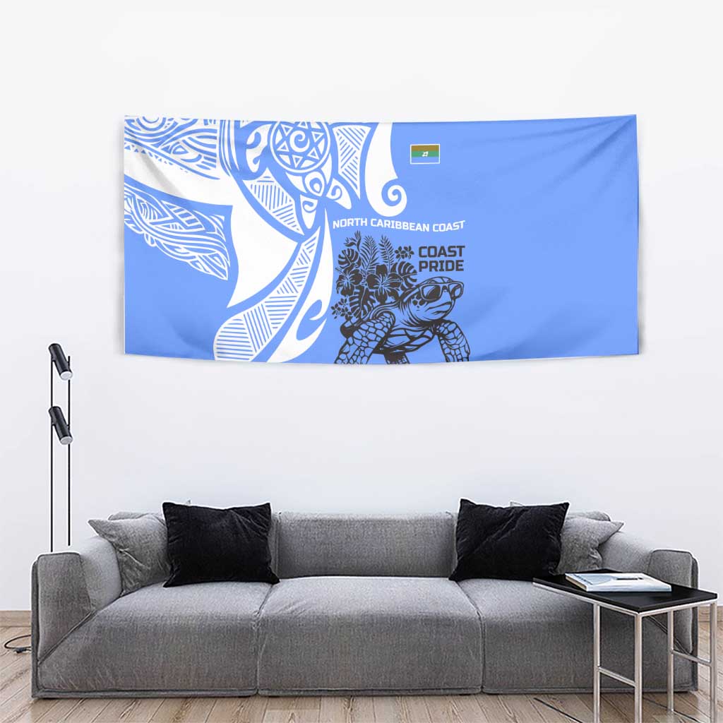 North Caribbean Coast Nicaragua Tapestry with Tribal Turtle Design and Floral Coast Pride - Wonder Print Shop