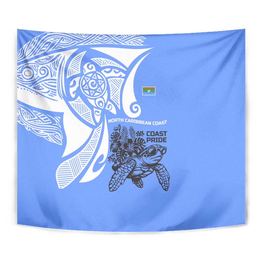 North Caribbean Coast Nicaragua Tapestry with Tribal Turtle Design and Floral Coast Pride - Wonder Print Shop