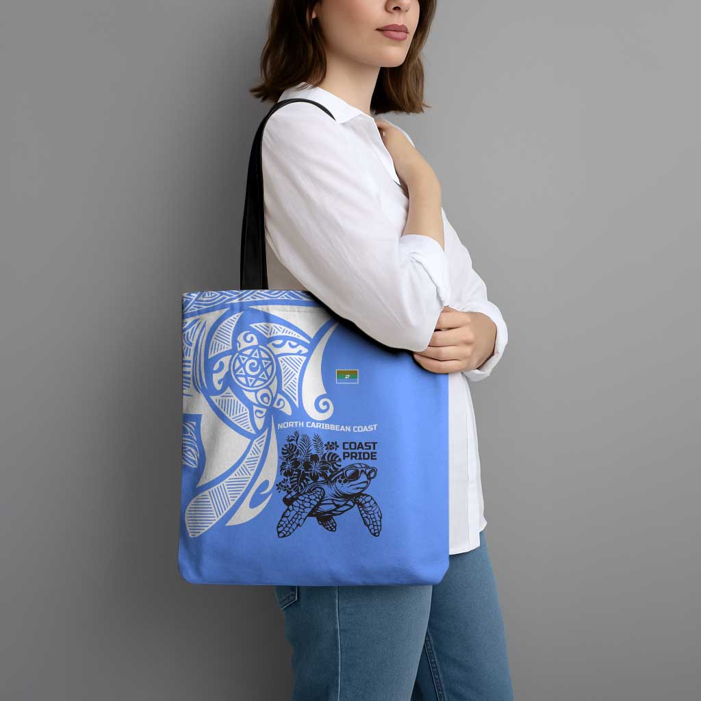 North Caribbean Coast Nicaragua Tote Bag with Tribal Turtle Design and Floral Coast Pride - Wonder Print Shop