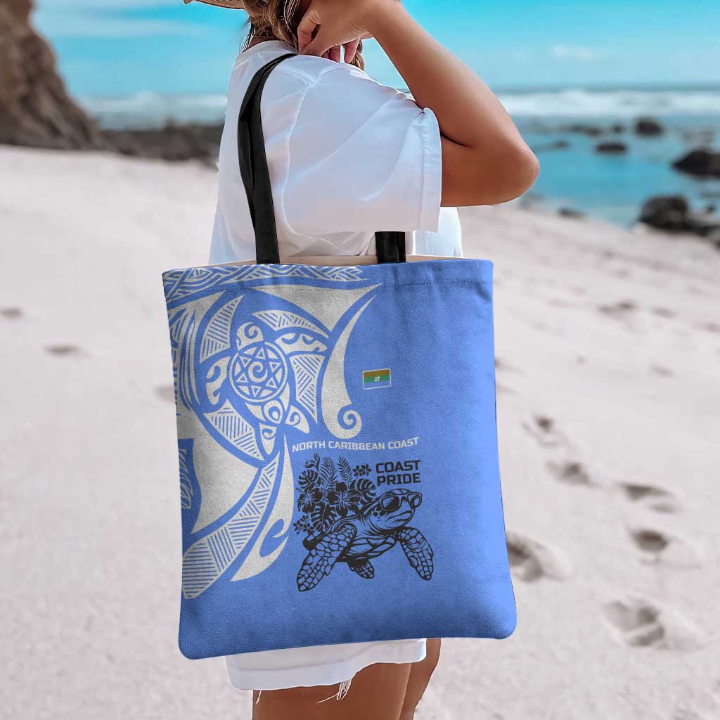 North Caribbean Coast Nicaragua Tote Bag with Tribal Turtle Design and Floral Coast Pride - Wonder Print Shop
