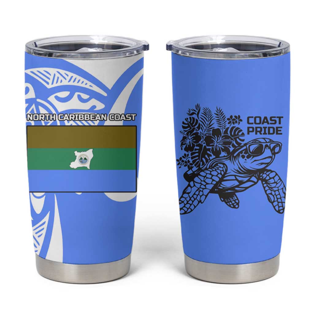 North Caribbean Coast Nicaragua Tumbler Cup with Tribal Turtle Design and Floral Coast Pride - Wonder Print Shop