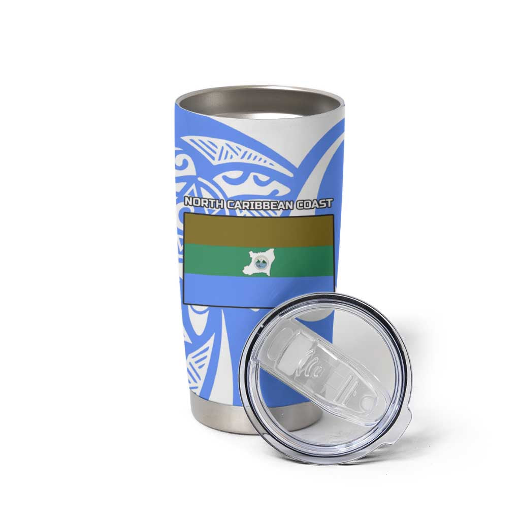 North Caribbean Coast Nicaragua Tumbler Cup with Tribal Turtle Design and Floral Coast Pride - Wonder Print Shop