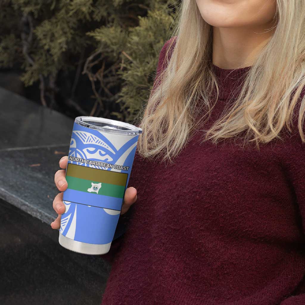 North Caribbean Coast Nicaragua Tumbler Cup with Tribal Turtle Design and Floral Coast Pride - Wonder Print Shop