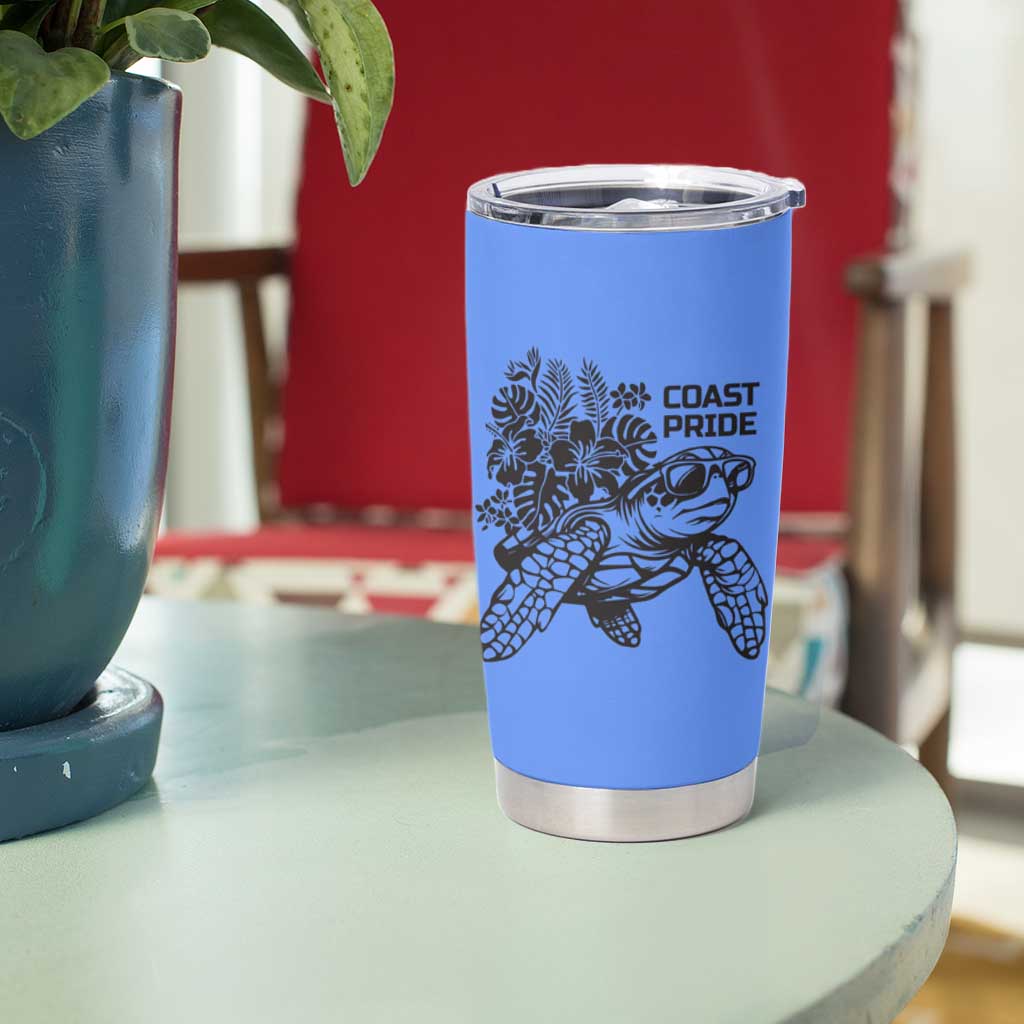 North Caribbean Coast Nicaragua Tumbler Cup with Tribal Turtle Design and Floral Coast Pride - Wonder Print Shop
