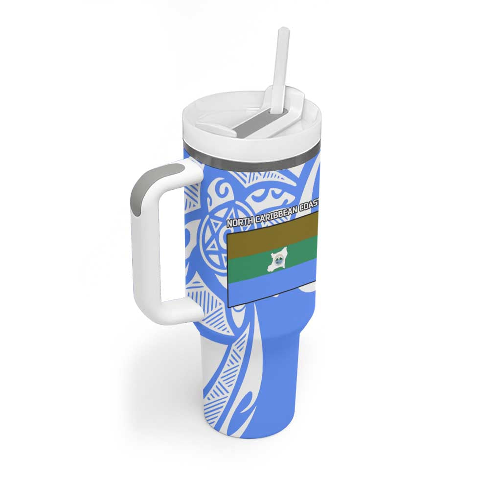 North Caribbean Coast Nicaragua Tumbler With Handle with Tribal Turtle Design and Floral Coast Pride - Wonder Print Shop