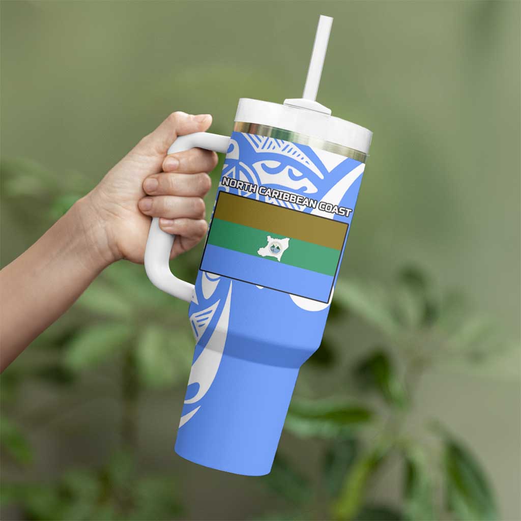North Caribbean Coast Nicaragua Tumbler With Handle with Tribal Turtle Design and Floral Coast Pride - Wonder Print Shop