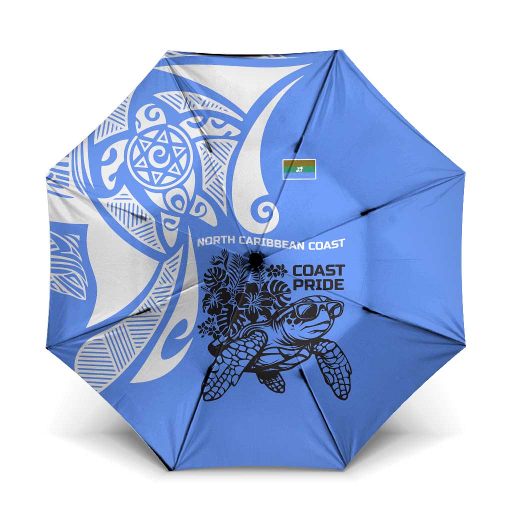 North Caribbean Coast Nicaragua Umbrella with Tribal Turtle Design and Floral Coast Pride - Wonder Print Shop