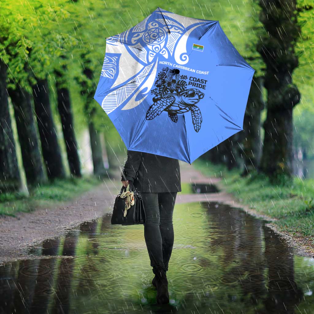 North Caribbean Coast Nicaragua Umbrella with Tribal Turtle Design and Floral Coast Pride - Wonder Print Shop