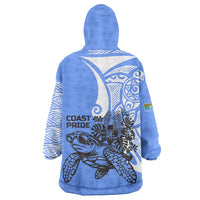 North Caribbean Coast Nicaragua Wearable Blanket Hoodie with Tribal Turtle Design and Floral Coast Pride - Wonder Print Shop