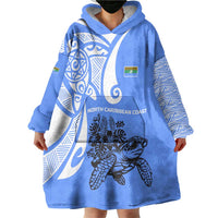 North Caribbean Coast Nicaragua Wearable Blanket Hoodie with Tribal Turtle Design and Floral Coast Pride - Wonder Print Shop