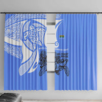 North Caribbean Coast Nicaragua Window Curtain with Tribal Turtle Design and Floral Coast Pride - Wonder Print Shop