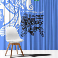 North Caribbean Coast Nicaragua Window Curtain with Tribal Turtle Design and Floral Coast Pride - Wonder Print Shop