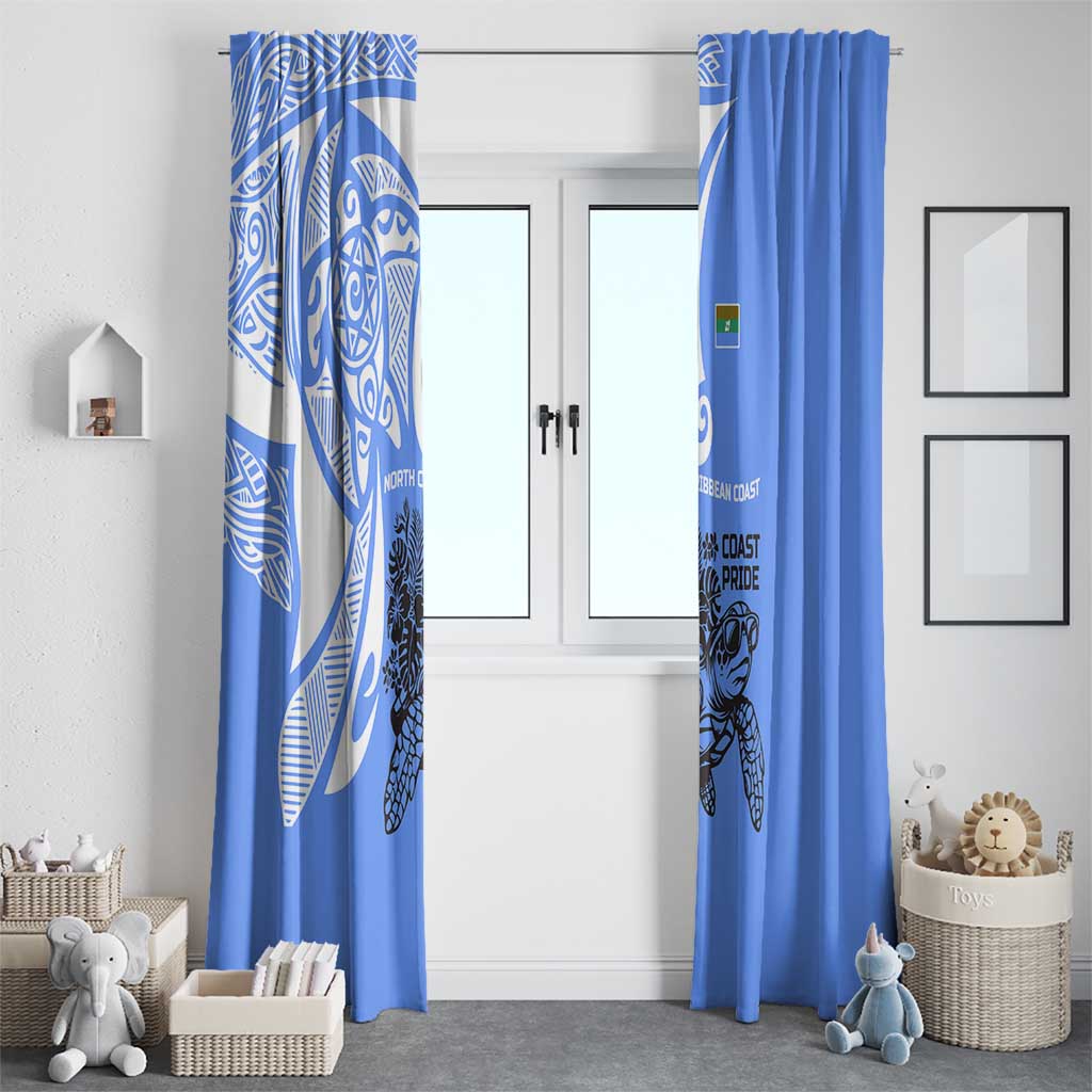 North Caribbean Coast Nicaragua Window Curtain with Tribal Turtle Design and Floral Coast Pride - Wonder Print Shop