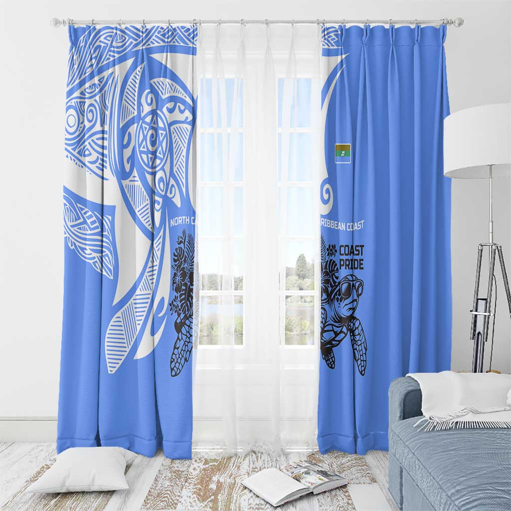 North Caribbean Coast Nicaragua Window Curtain with Tribal Turtle Design and Floral Coast Pride - Wonder Print Shop