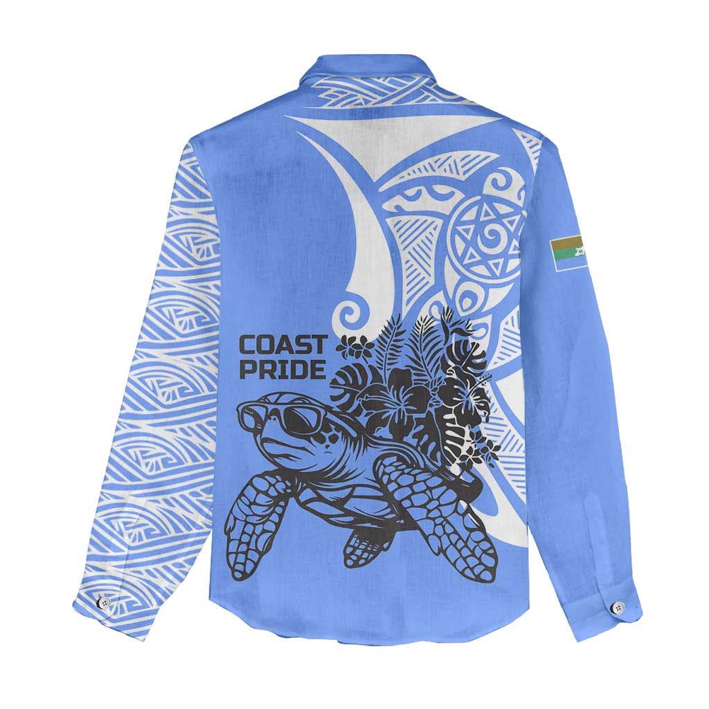 North Caribbean Coast Nicaragua Women Casual Shirt with Tribal Turtle Design and Floral Coast Pride - Wonder Print Shop