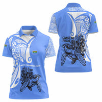 North Caribbean Coast Nicaragua Women Polo Shirt with Tribal Turtle Design and Floral Coast Pride - Wonder Print Shop