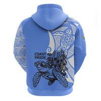North Caribbean Coast Nicaragua Zip Hoodie with Tribal Turtle Design and Floral Coast Pride - Wonder Print Shop