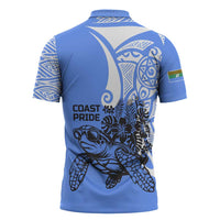 North Caribbean Coast Nicaragua Zipper Polo Shirt with Tribal Turtle Design and Floral Coast Pride - Wonder Print Shop