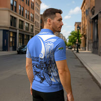 North Caribbean Coast Nicaragua Zipper Polo Shirt with Tribal Turtle Design and Floral Coast Pride - Wonder Print Shop