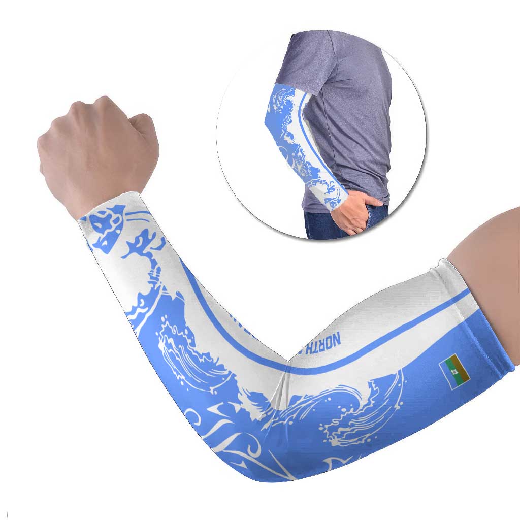 Nicaragua North Caribbean Coast Arm Sleeves with Ocean Wave Pattern and Dance with the Waves - Wonder Print Shop