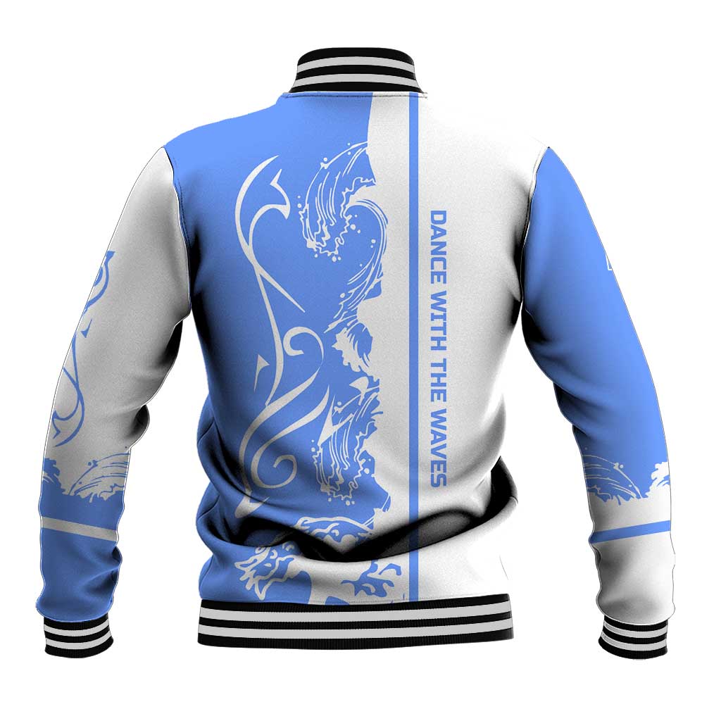 Nicaragua North Caribbean Coast Baseball Jacket with Ocean Wave Pattern and Dance with the Waves - Wonder Print Shop