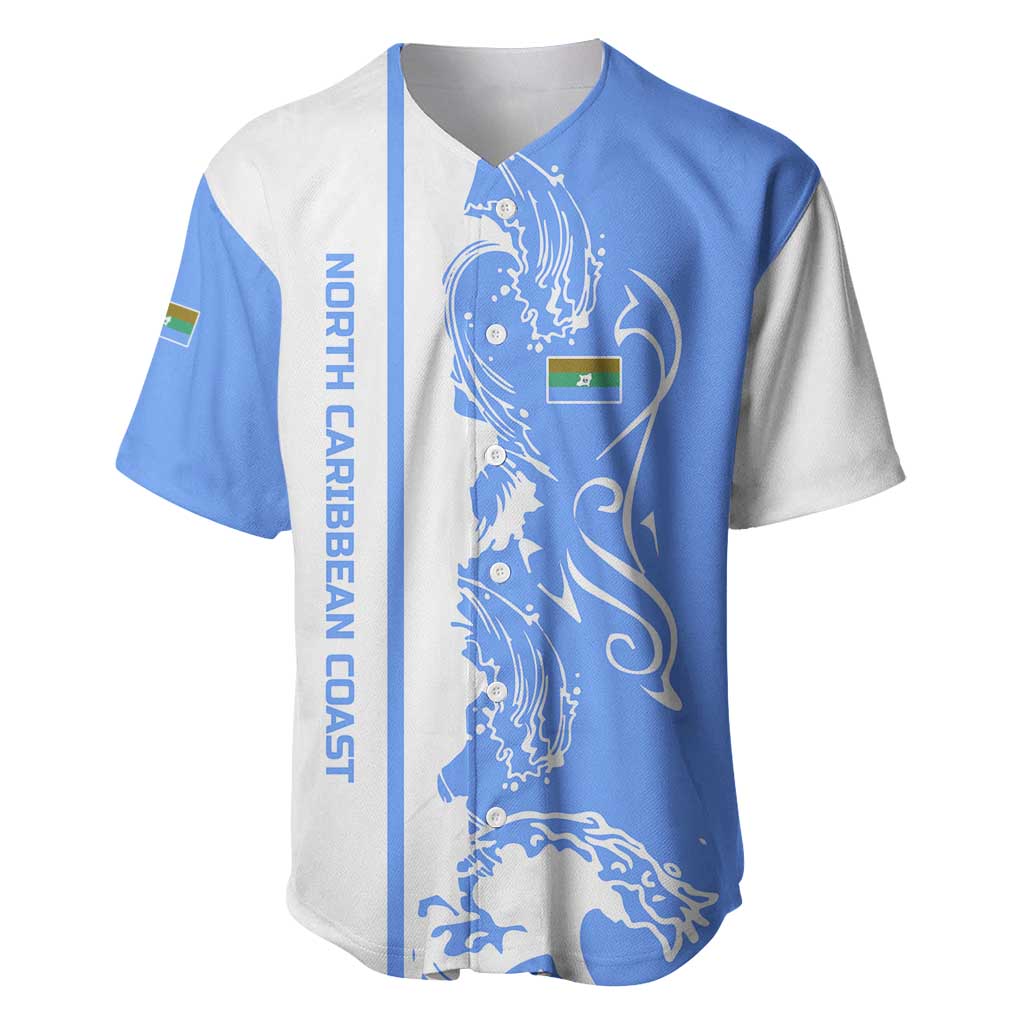 Nicaragua North Caribbean Coast Baseball Jersey with Ocean Wave Pattern and Dance with the Waves - Wonder Print Shop