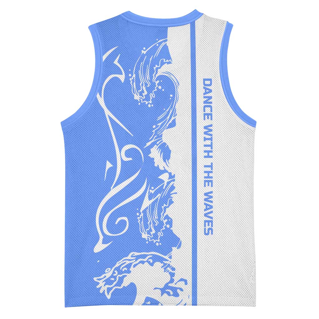 Nicaragua North Caribbean Coast Basketball Jersey with Ocean Wave Pattern and Dance with the Waves - Wonder Print Shop